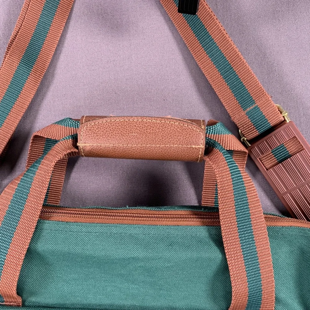 Vintage Ralph Lauren Polo Perfume Duffel Bag Green Brown Canvas Shoulder‎ Strap